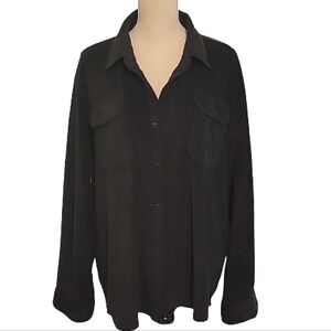 (D) Retro Wrangler button-up black fleece shirt size  xl, oversize button up